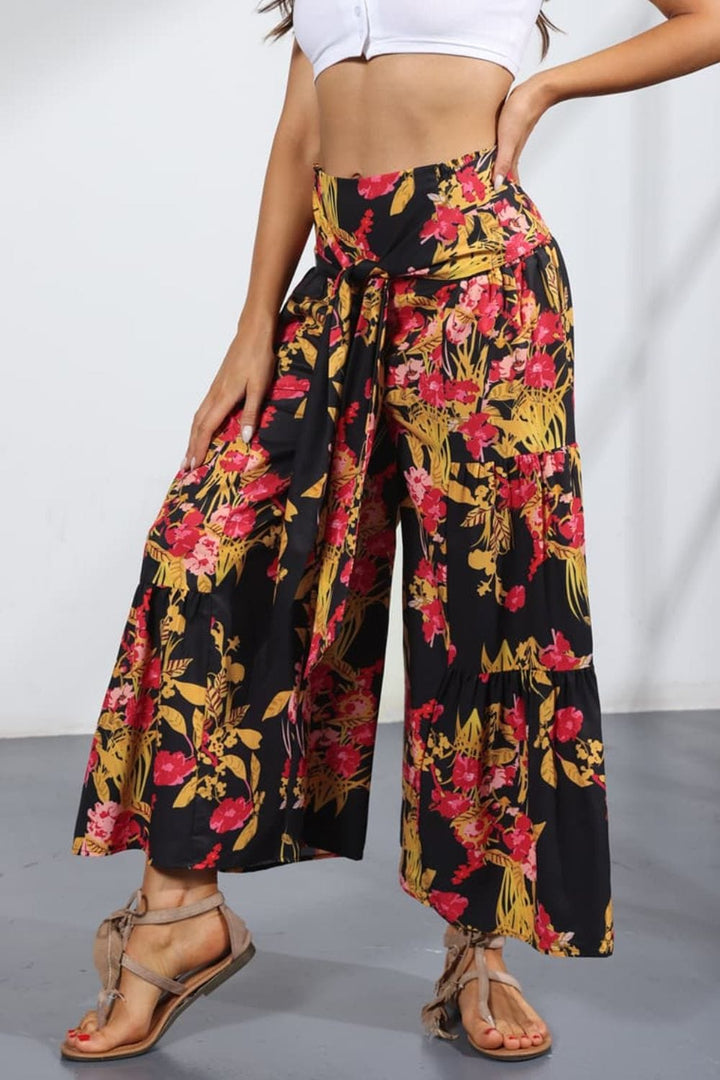 Printed Tie-Front Culottes - Runway Frenzy