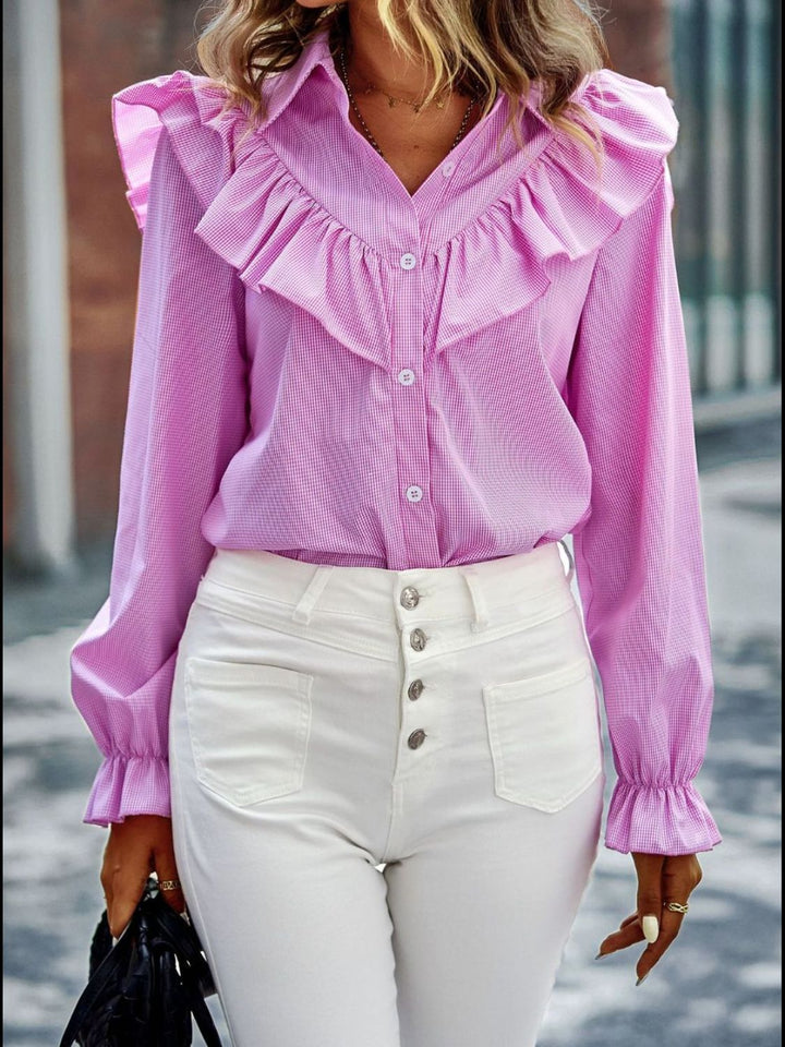 Flounce Sleeve Ruffled Shirt - Runway Frenzy