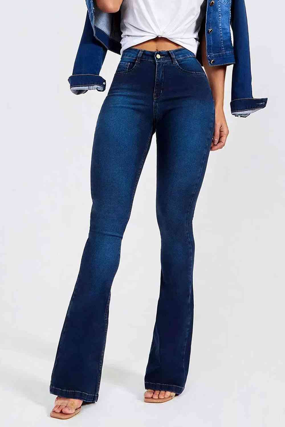Buttoned Long Jeans Trendsi