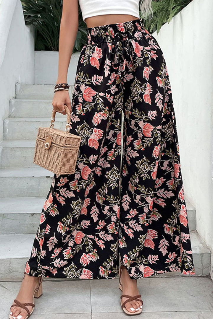 Floral Pull-On Wide Leg Pants - Runway Frenzy