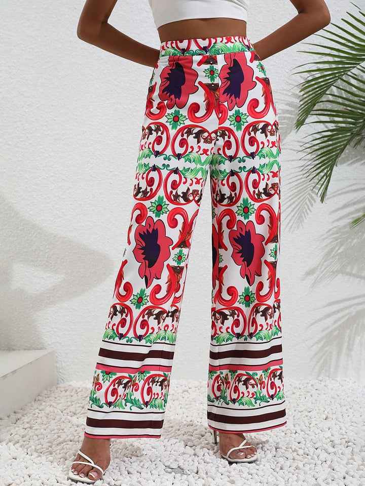 Printed High-Rise Wide Leg Pants - Runway Frenzy 