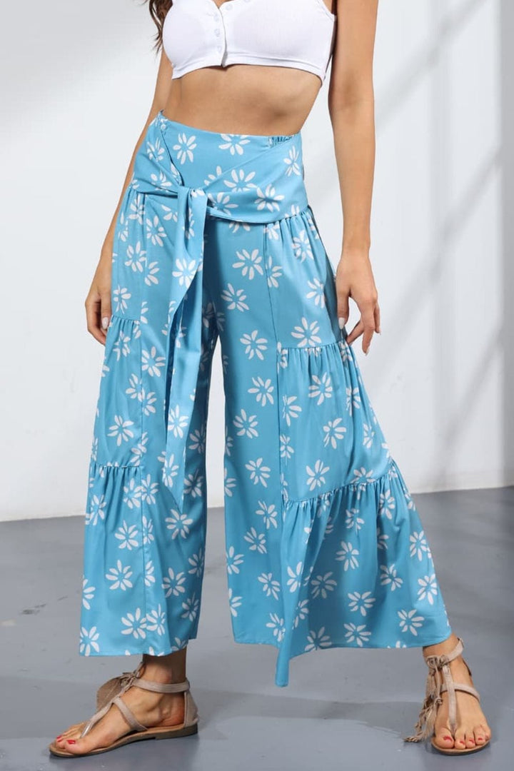 Printed Tie-Front Culottes - Runway Frenzy