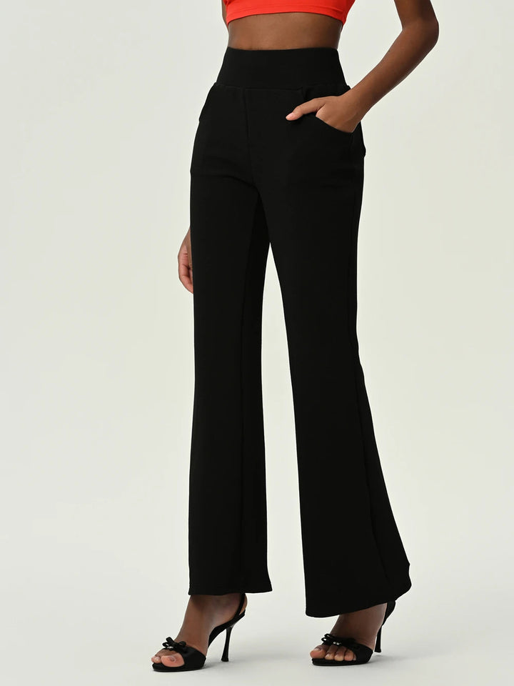 High Waist Flare Leg Pants with Pockets - Runway Frenzy 