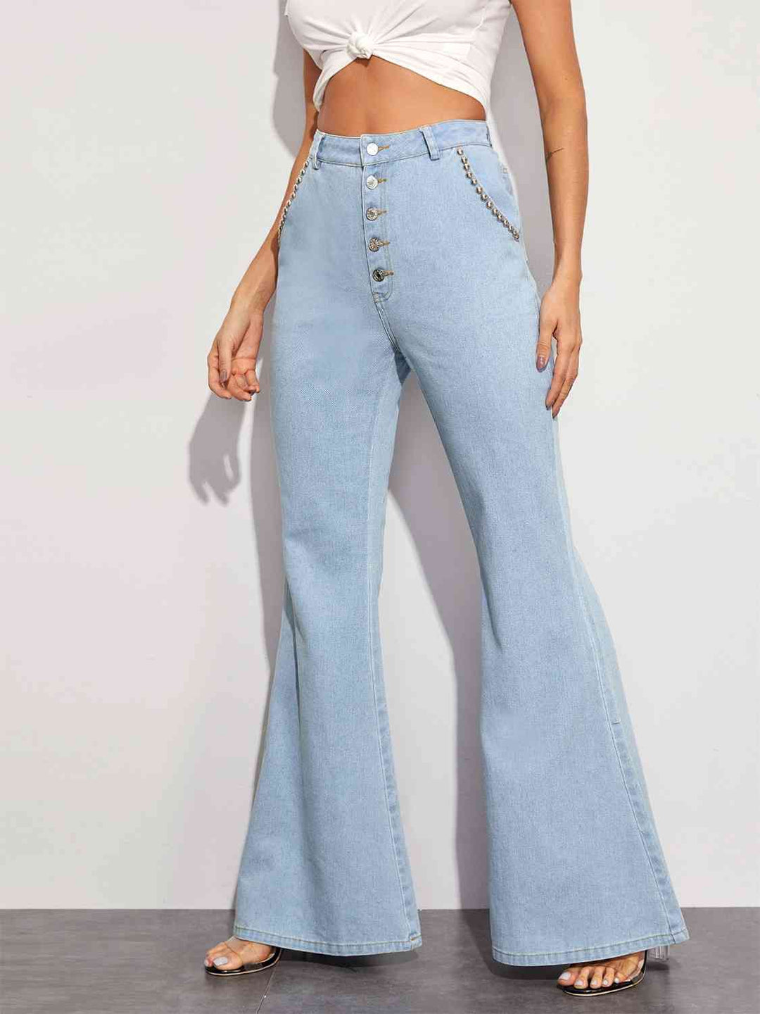 Button Fly Wide Leg Jeans Trendsi