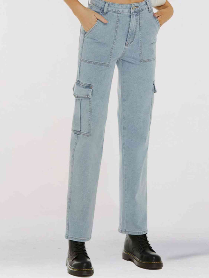 Straight Leg Jeans with Pockets Trendsi