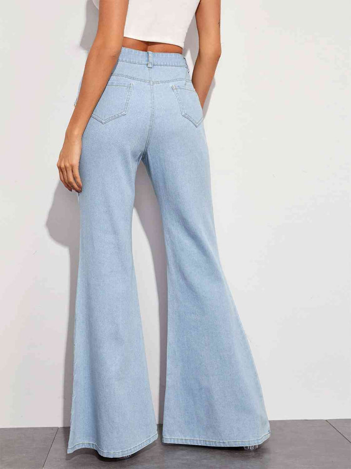 Button Fly Wide Leg Jeans Trendsi