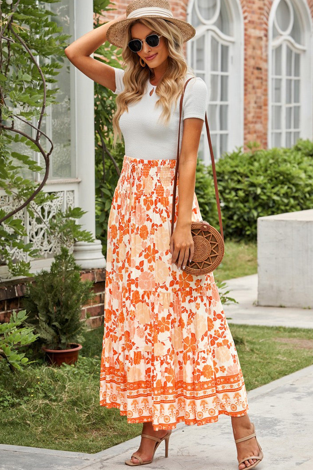 Floral Smocked Tiered Maxi Skirt - Runway Frenzy