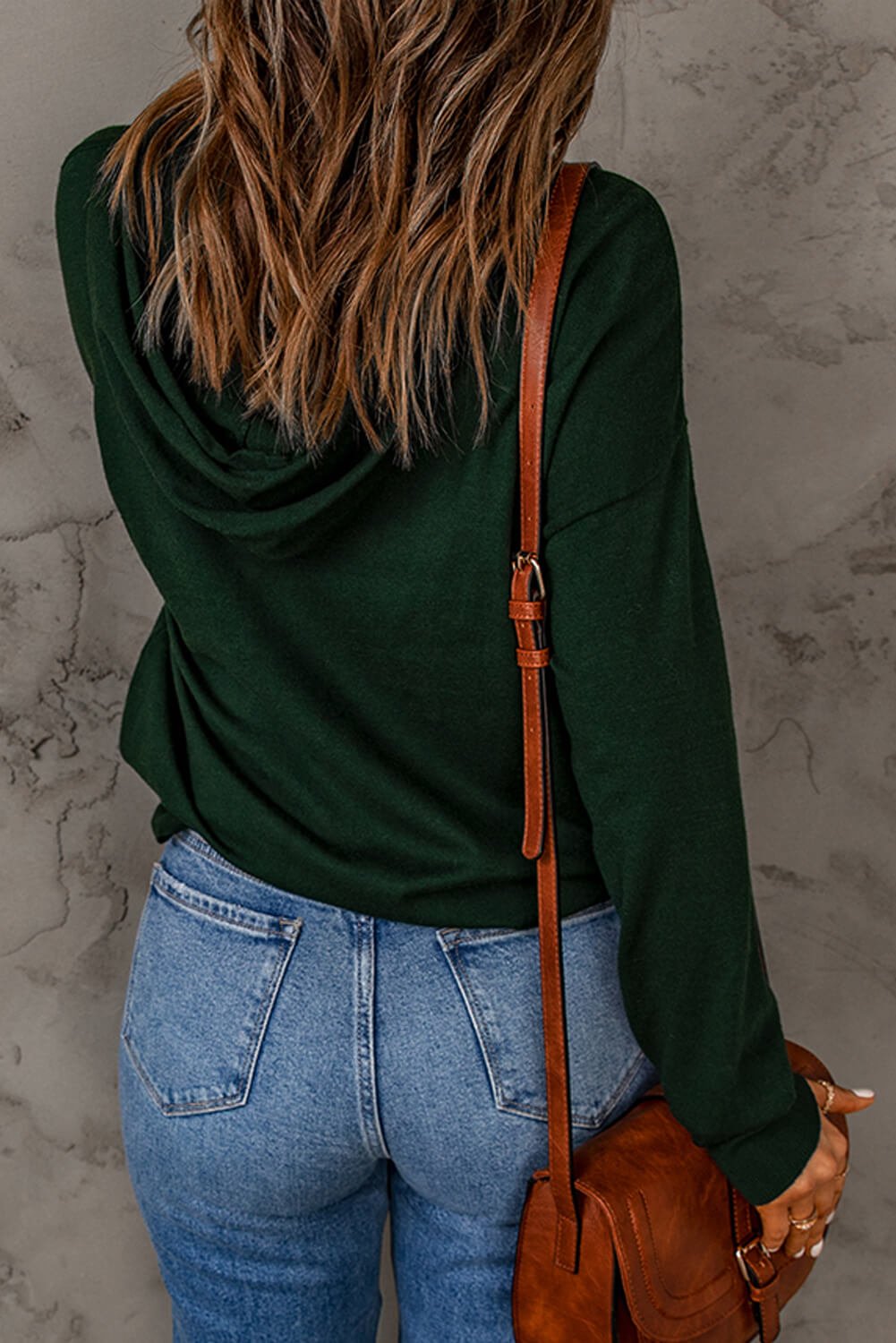 Dropped Shoulder Drawstring Hooded Knit Top - Runway Frenzy