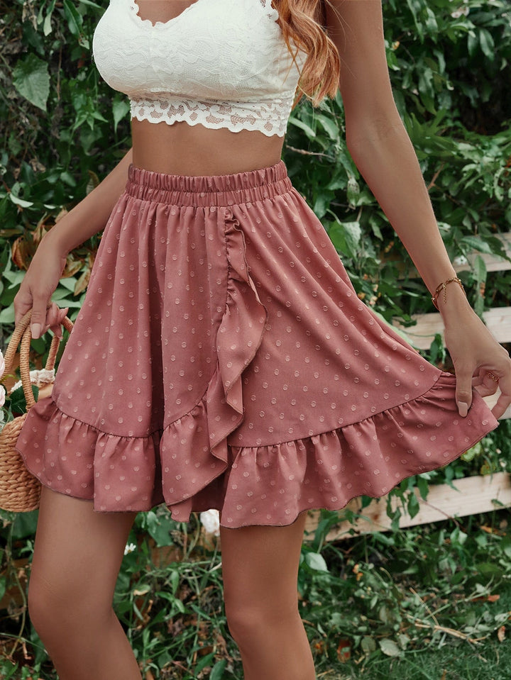 Ruffle Hem Elastic Waist Mini Skirt - Runway Frenzy 