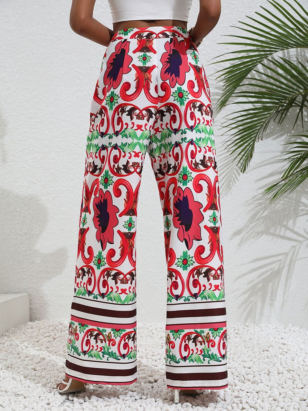 Printed High-Rise Wide Leg Pants - Runway Frenzy 