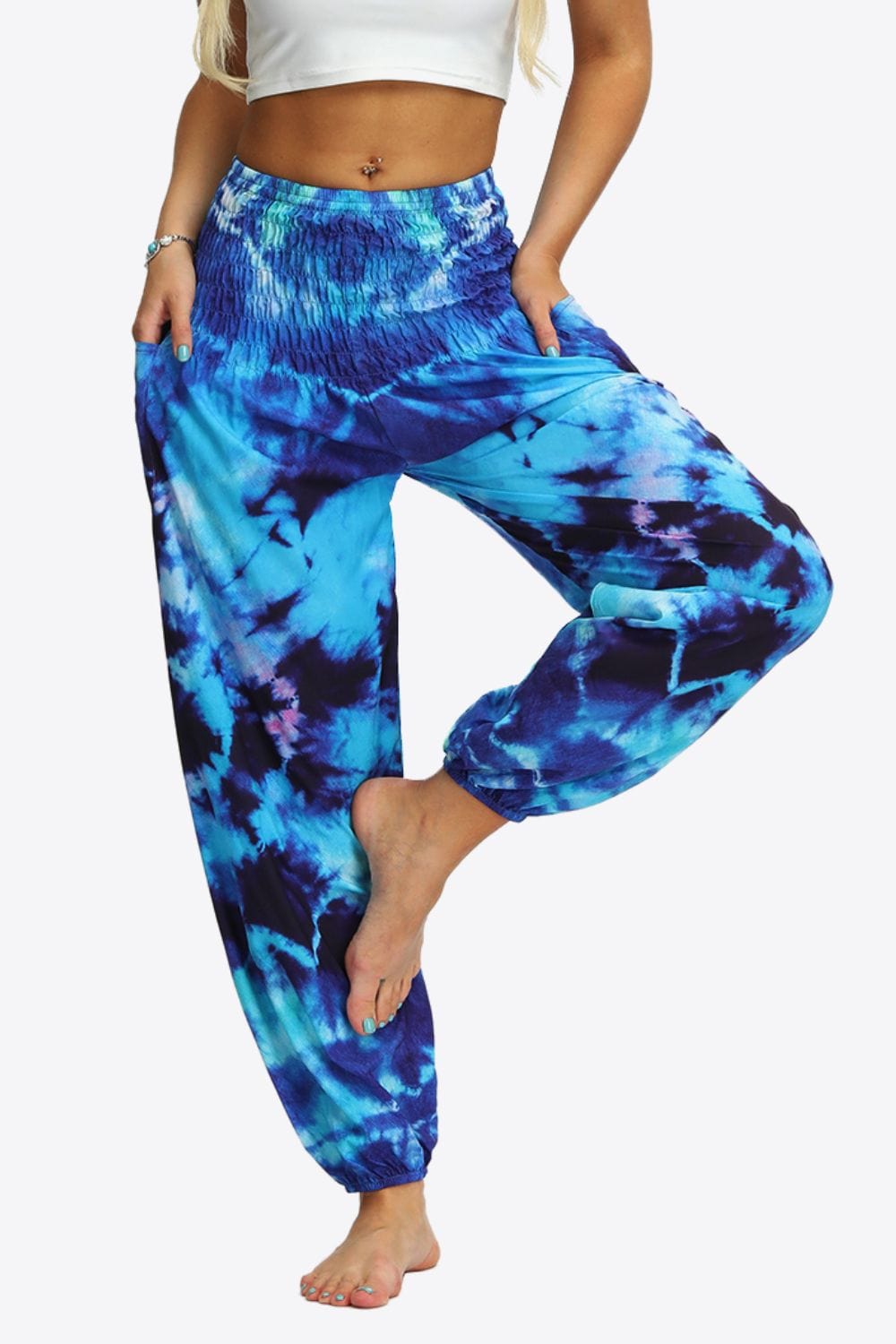 Tie-Dye Smocked Joggers - Runway Frenzy 