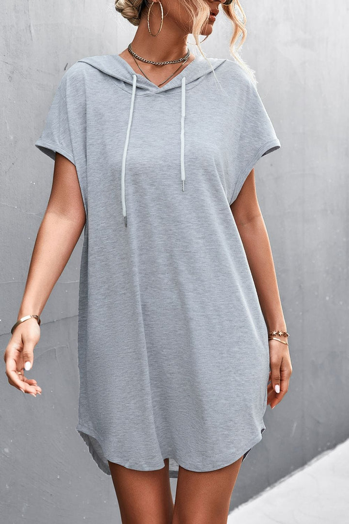 Two-Tone Drawstring Detail Hooded Dress - Runway Frenzy 