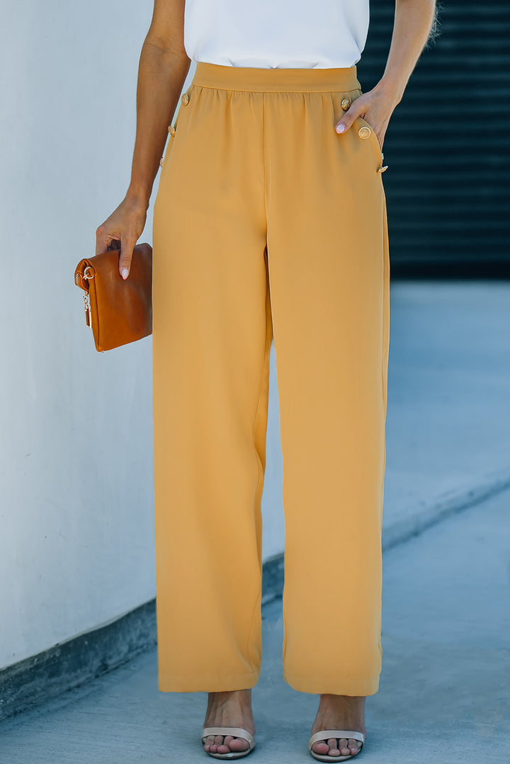 High Waist Wide Leg Pants with Pockets - Runway Frenzy 