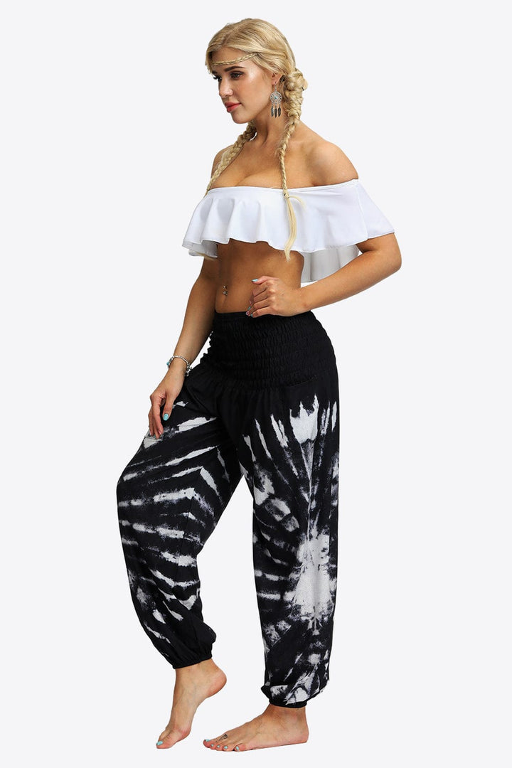 Tie-Dye Smocked Waist Pocket Joggers - Runway Frenzy 