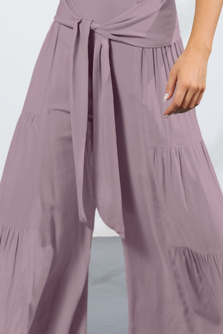 Tie Front Smocked Tiered Culottes - Runway Frenzy 