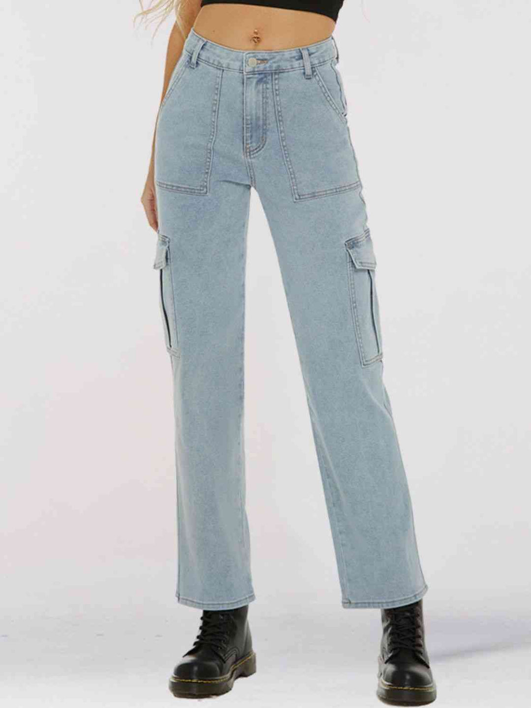 Straight Leg Jeans with Pockets Trendsi