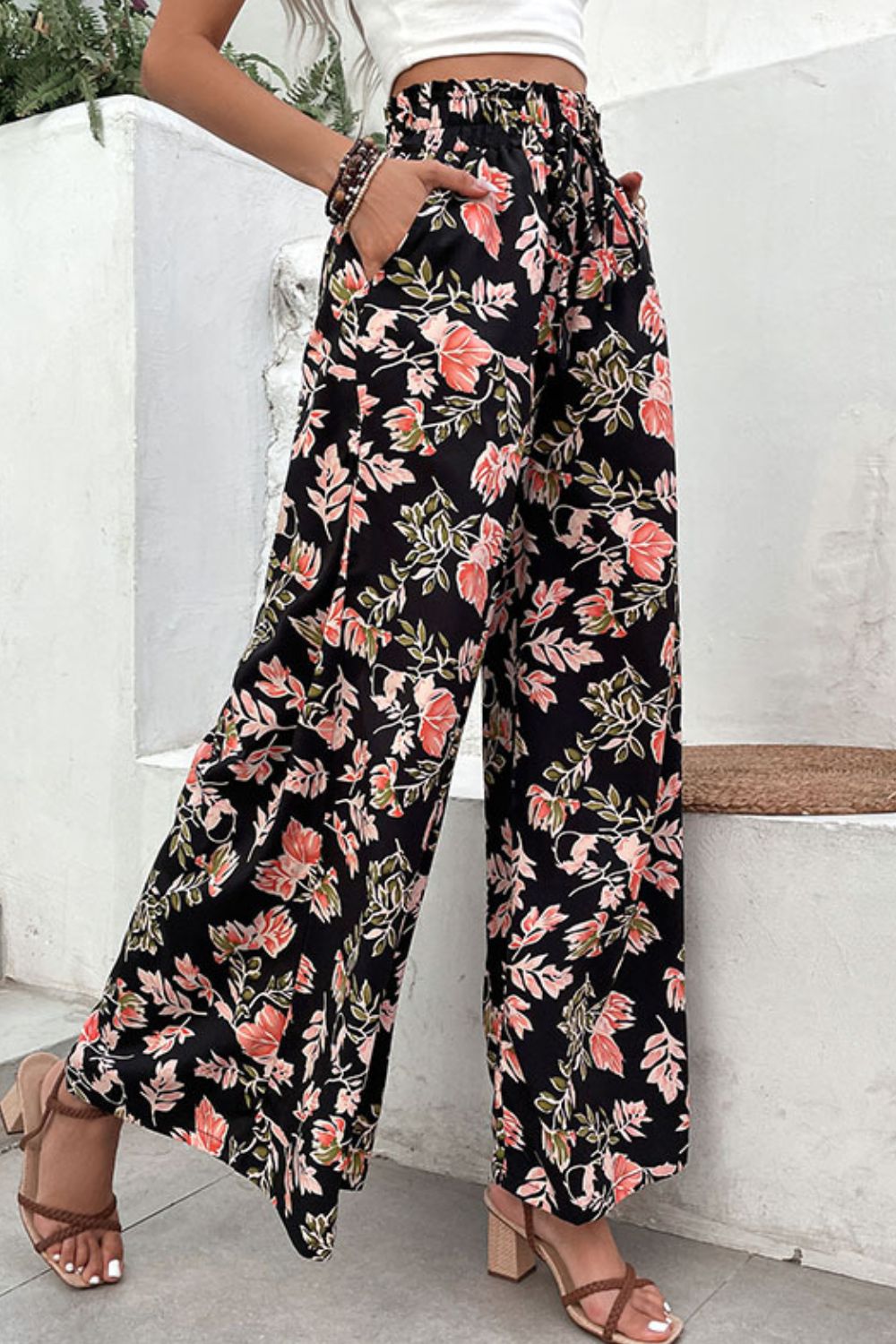 Floral Pull-On Wide Leg Pants - Runway Frenzy