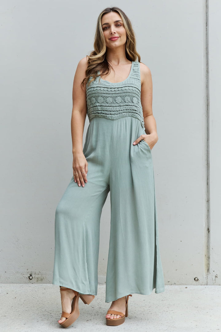 HEYSON Watch Me Full Size Crochet Detail Jumpsuit - Runway Frenzy