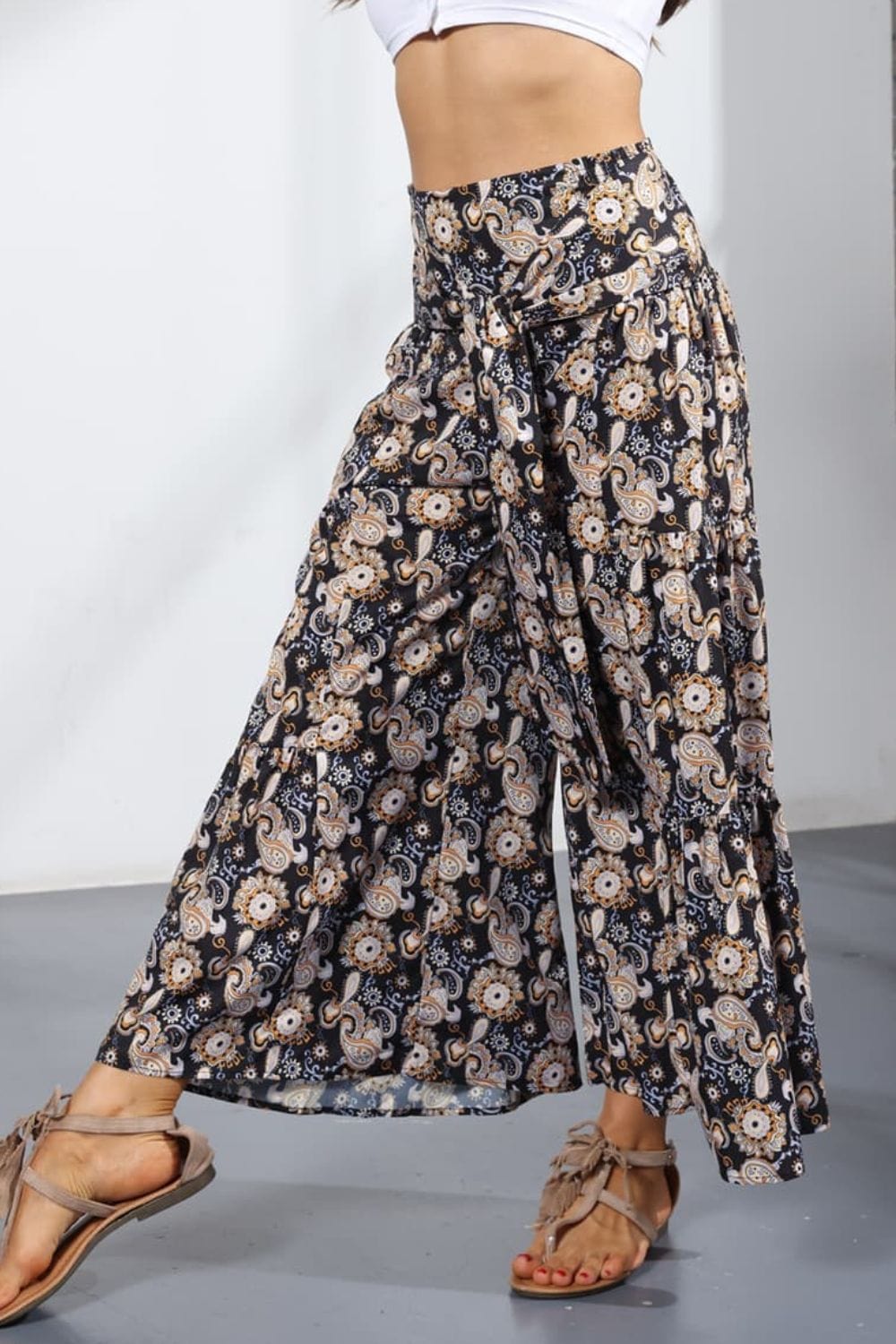 Printed Tie-Front Culottes - Runway Frenzy