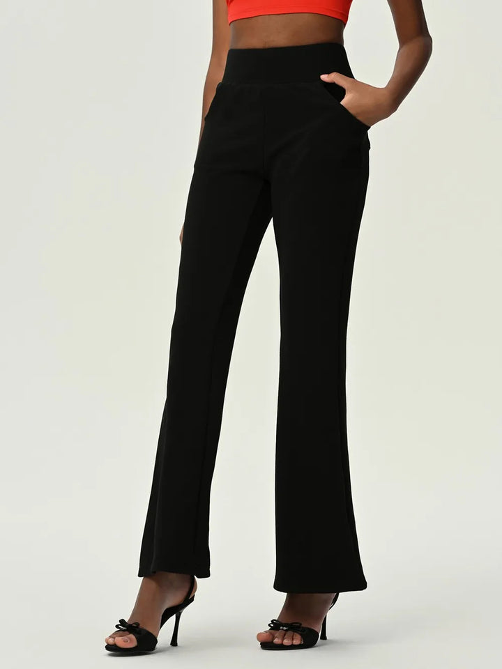 High Waist Flare Leg Pants with Pockets - Runway Frenzy 