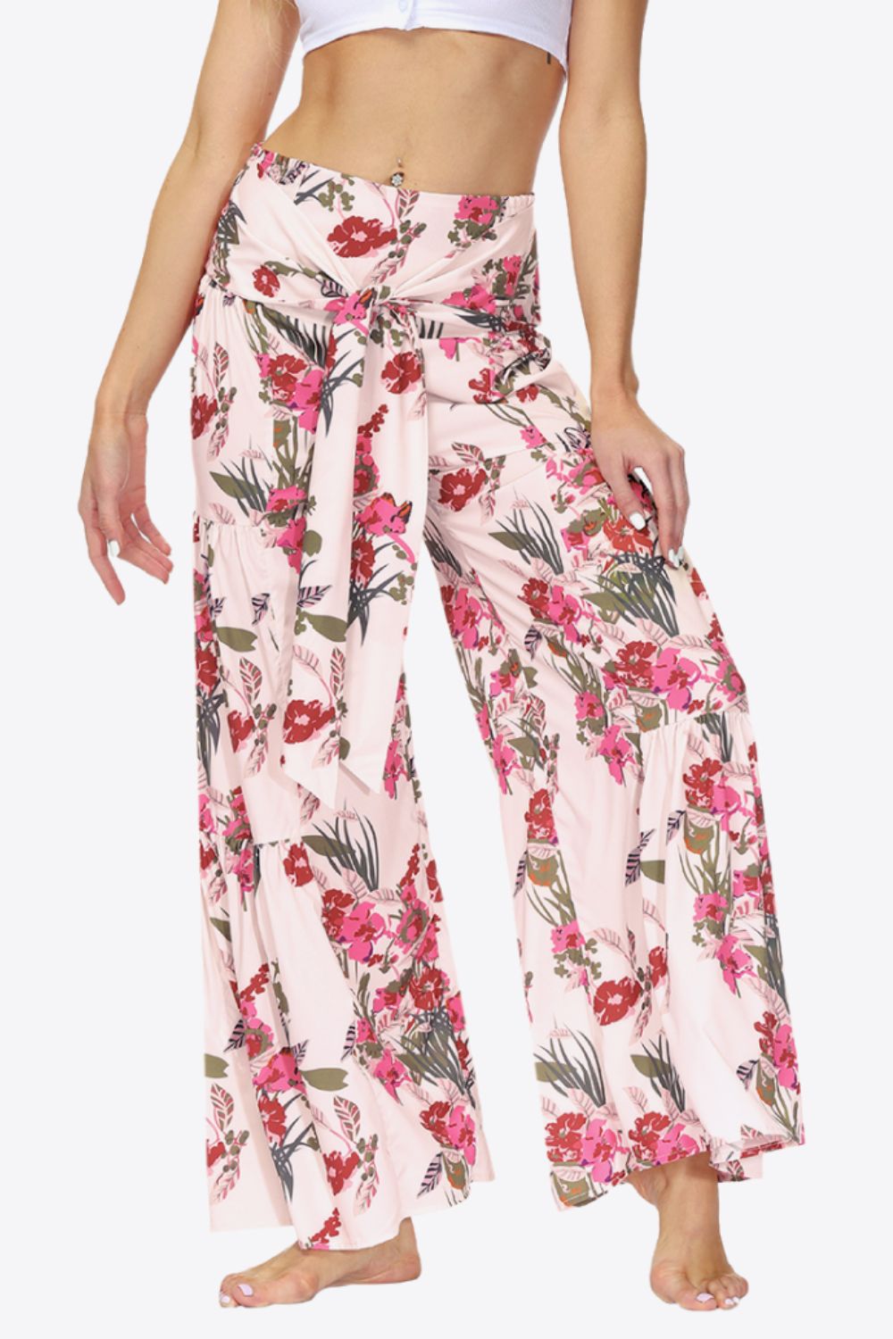 Floral Tie-Waist Tiered Culottes - Runway Frenzy