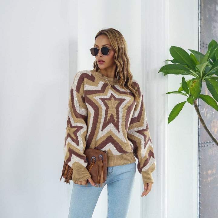 Star Dropped Shoulder Sweater - Runway Frenzy 