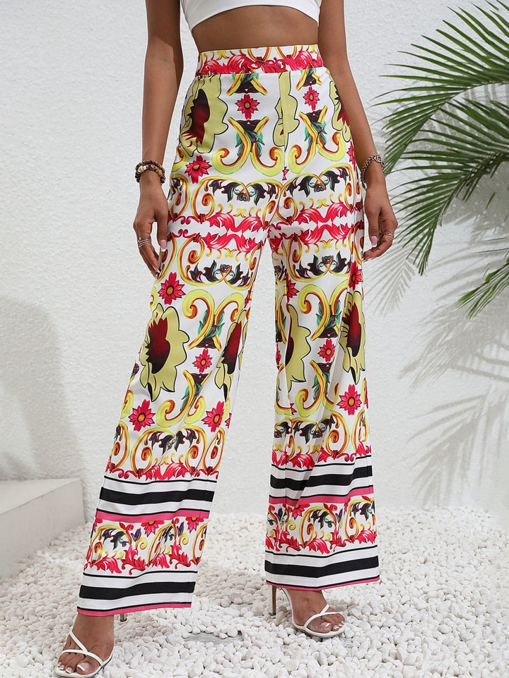 Printed High-Rise Wide Leg Pants - Runway Frenzy 