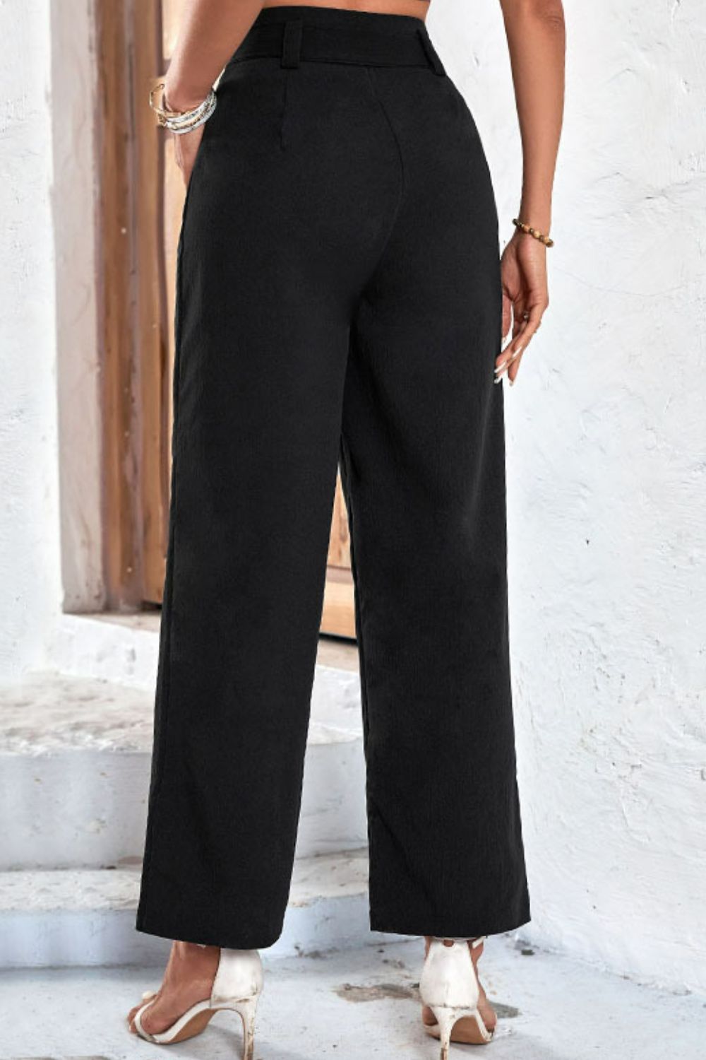 Belted High-Rise Wide Leg Pants - Runway Frenzy