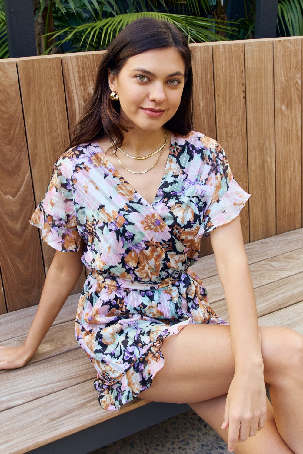 Petal Dew Full Size Floral Tie Belt Ruffled Romper - Runway Frenzy 