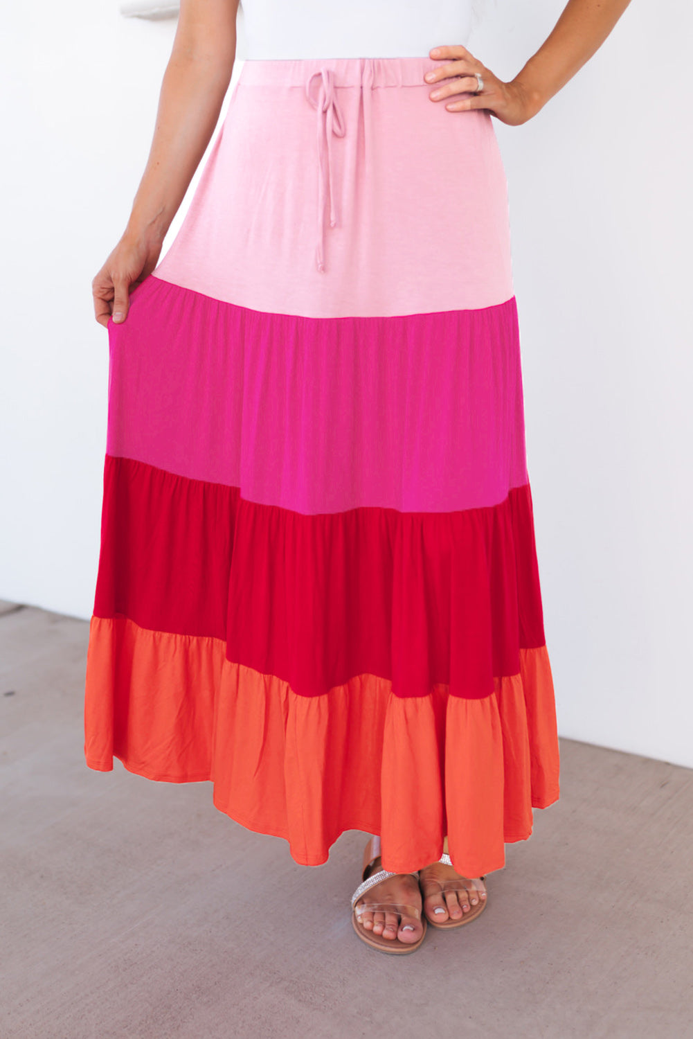 Color Block Tiered Maxi Skirt - Runway Frenzy