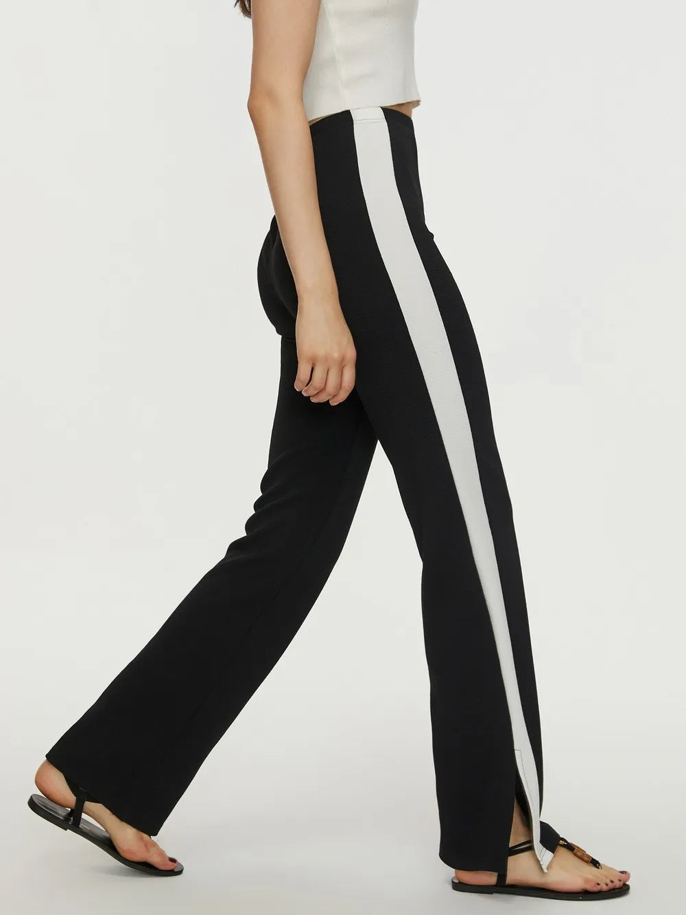 Contrast Slit Long Pants - Runway Frenzy