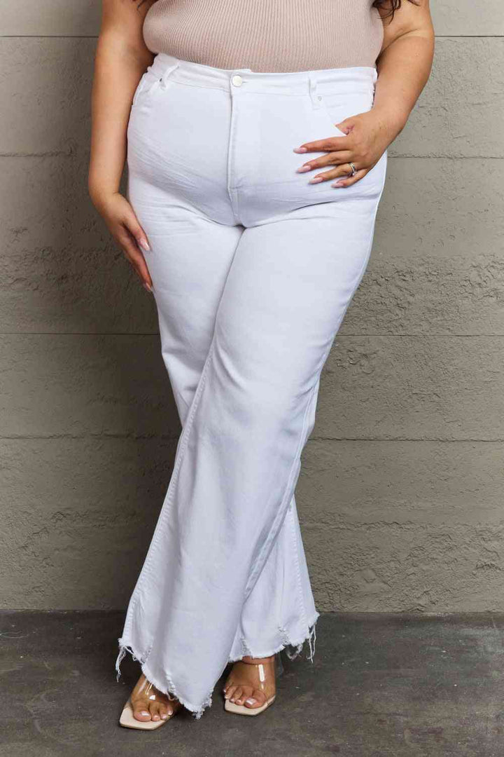 RISEN Raelene Full Size High Waist Wide Leg Jeans in White Trendsi