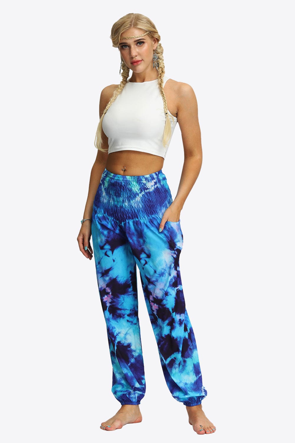 Tie-Dye Smocked Joggers - Runway Frenzy 