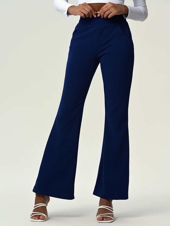 High Waist Flare Leg Pants with Pockets - Runway Frenzy 