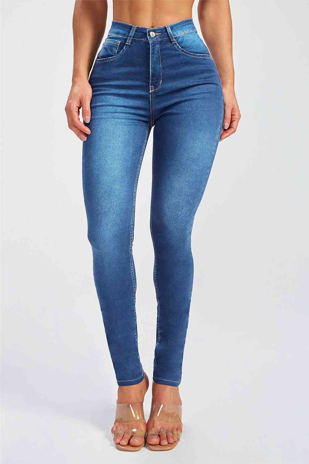 Buttoned Skinny Jeans Trendsi