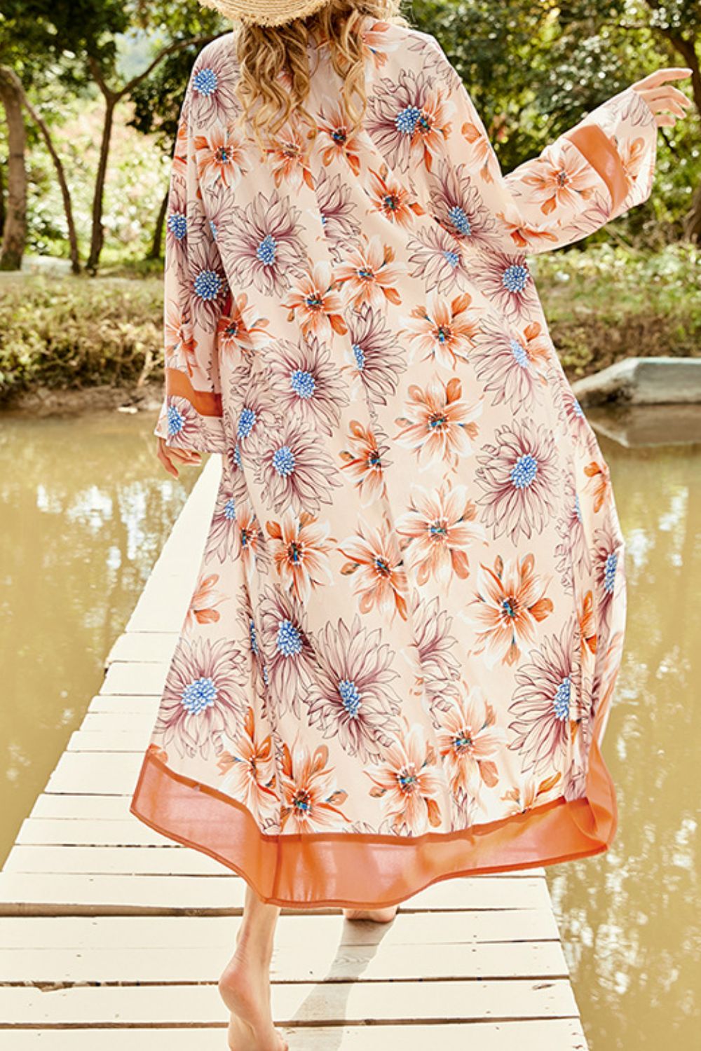 Floral Open Front Duster Cover Up - Runway Frenzy