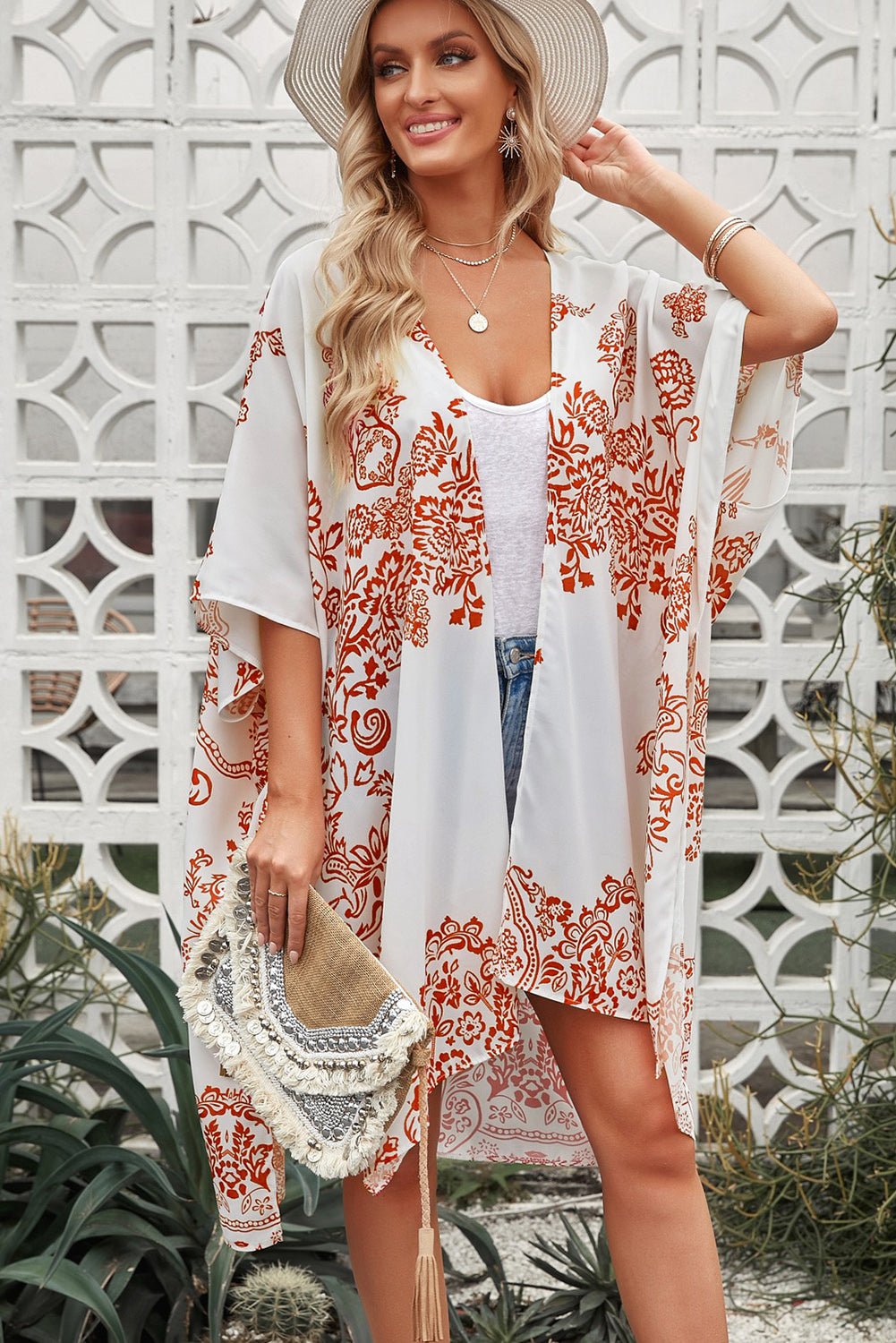 Floral Side Slit Cover Up - Runway Frenzy