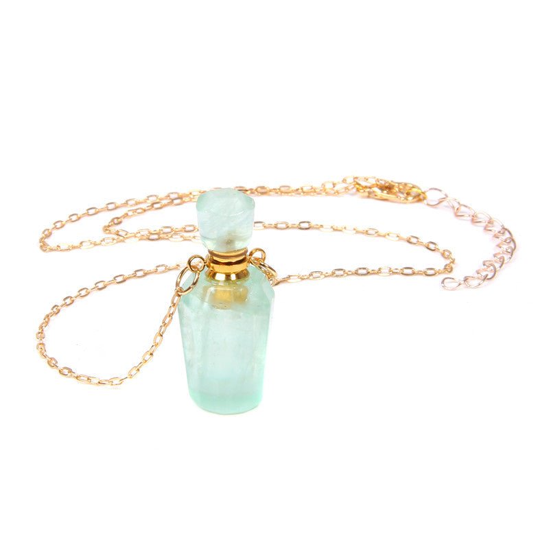 Perfume bottle crystal pendant necklace - Runway Frenzy