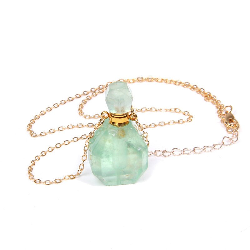 Perfume bottle crystal pendant necklace - Runway Frenzy