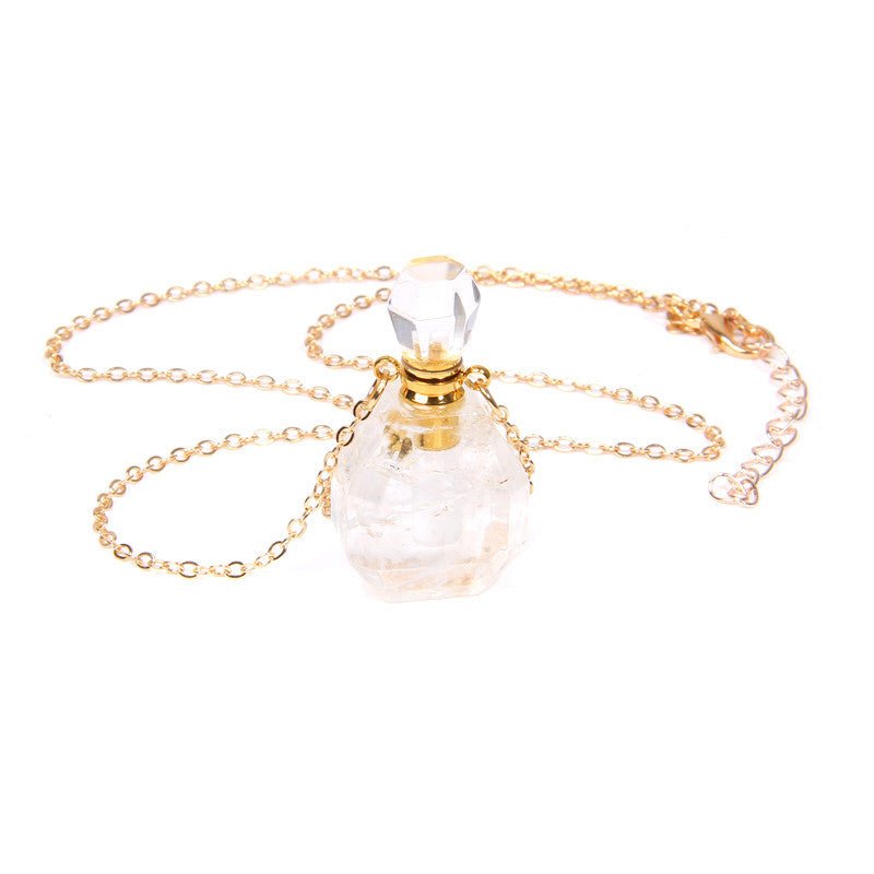 Perfume bottle crystal pendant necklace - Runway Frenzy