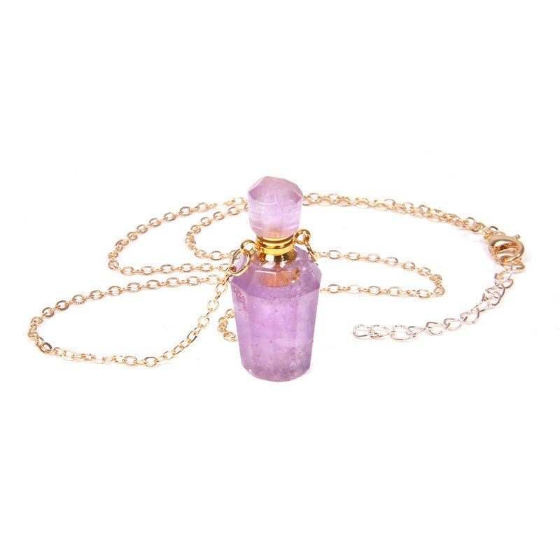 Perfume bottle crystal pendant necklace - Runway Frenzy