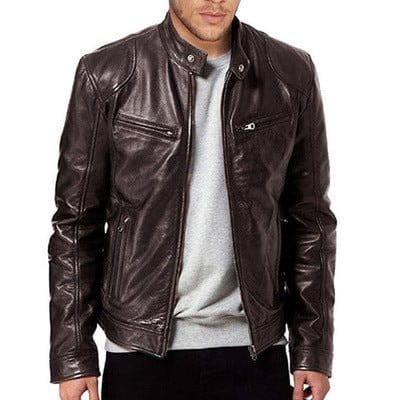 PU Leather Jacket Slim Leather Jacket - Runway Frenzy 